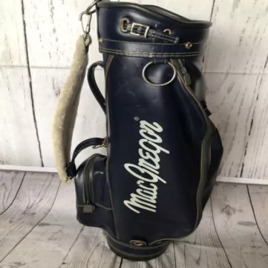 Vintage MacGregor Rare Golf Bag For Clubs Leather Case Blue 3 Part (marks)