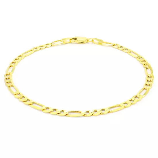 14K Yellow Gold 2mm-7.5mm Figaro Link Chain Necklace Bracelet Men Women 7"- 30"