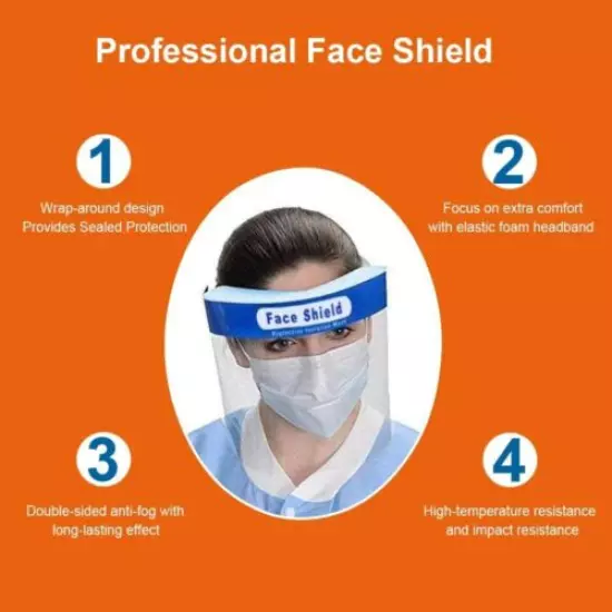 10 PCS ADULT Full Face Shield Reusable Protection Cover Face Eye Cashier Helmet