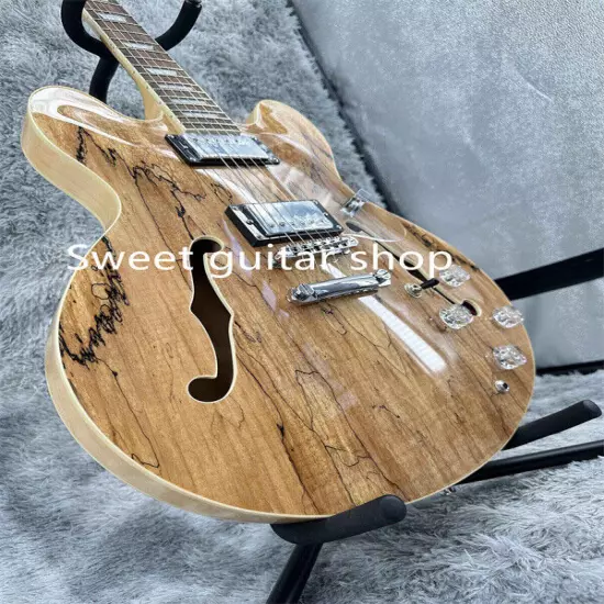 new ES-335 Semi Hollow Natural Electric Guitart 2H Pickup Fixed Bridge Fast Ship