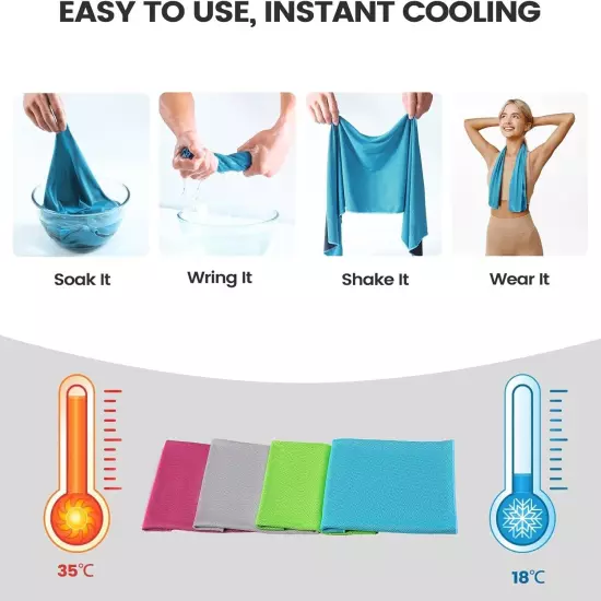 Portable Instant Cooling Towels 40"x12" - Perfect for Fitness, Camping & Running