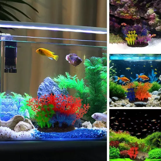 Realistic Coral Silicone Simulation Aquarium Ornaments Water Plant False O2C8