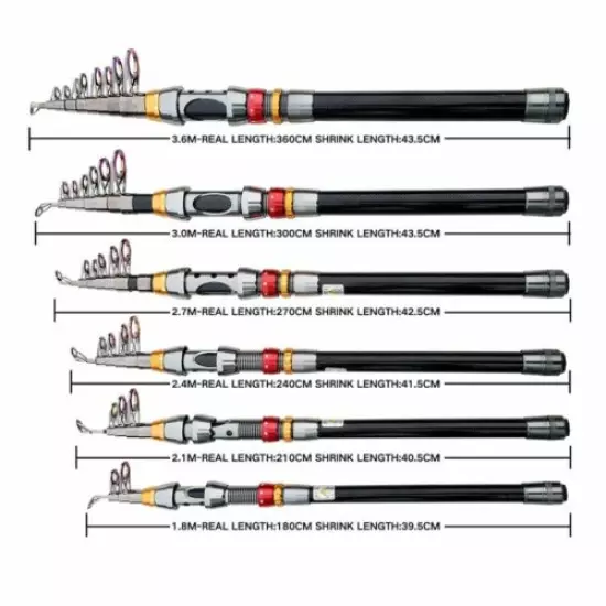 Fishing Rod Combo Spinning Reel Set Durable Carbon Fiber Telescopic Portable