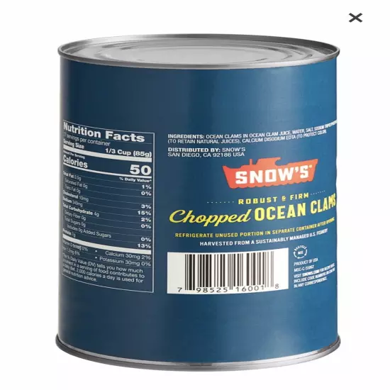 Freeze Dried Canned Chopped Clams - Taken From 51 oz Can Of Snow’s Clams!