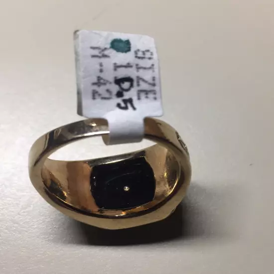 Vintage 18K HGE Gold Plated Shriner Black Mens Ring Size 10.5 NOS