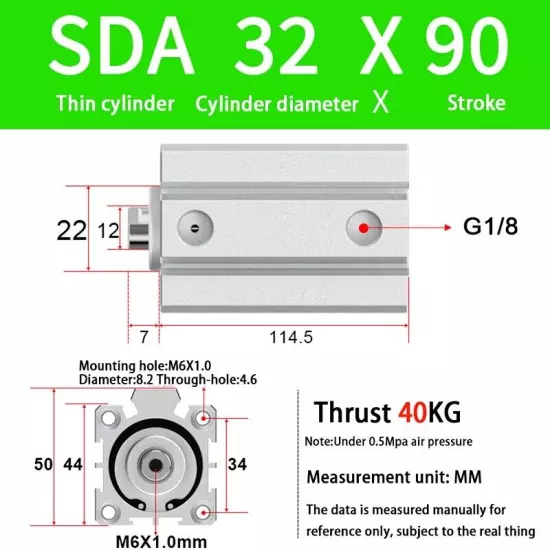 SDA32 Double Acting Pneumatic Cylinder Without Magnet SDA32X5 X10 X15 X20-X100