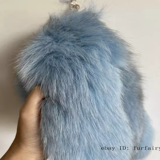 2/5/10 wholesale Dyed Color Real Blue Fox Tail Fur Keyring Pendant Cosplay Toy