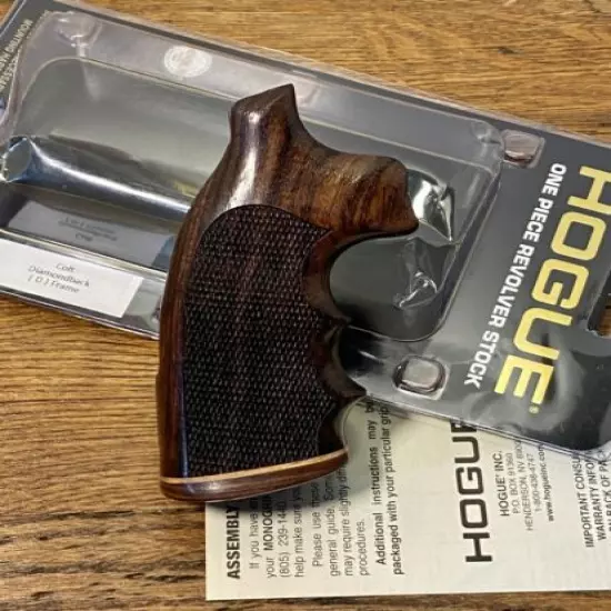 Hogue 49921 CHECKERED Rosewood Grip w/ Stripe Cap - COLT DIAMONDBACK (60's-90's)