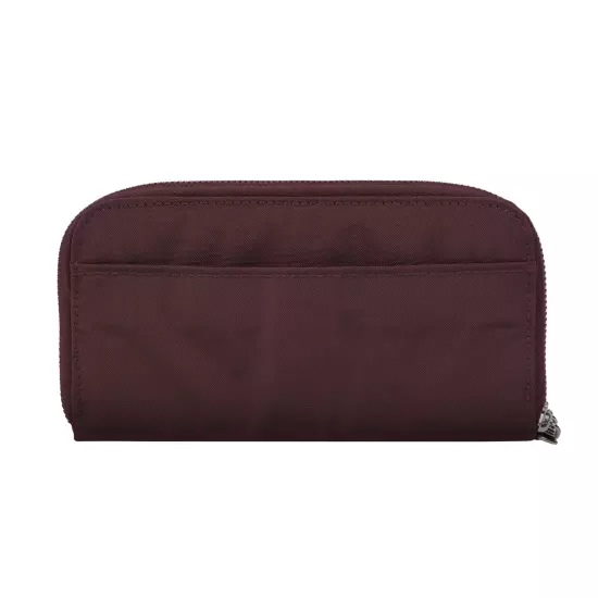 Travelon RFID Blocking Double Zip Wallet Dark Bordeaux 7.5 x 4 x 1.25