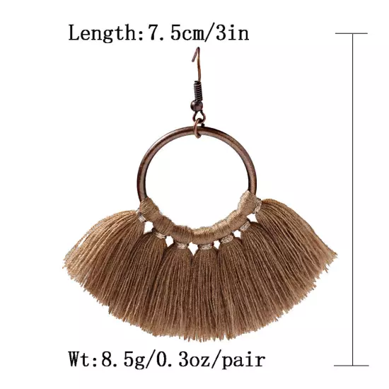 Fashion Women Bohemian Earrings Long Tassel Fringe Drop Dangle Ear Stud Jewelry