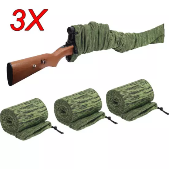 3 × 54" Silicone Treated Gun Sock Rifle Shotgun Case Sleeve Bag Shooting Hunting