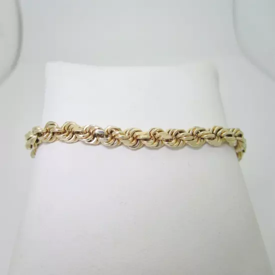 14k Rope Chain Bracelet Polished Solid Gold Smooth Polished Size 8.5 4.2mm B116