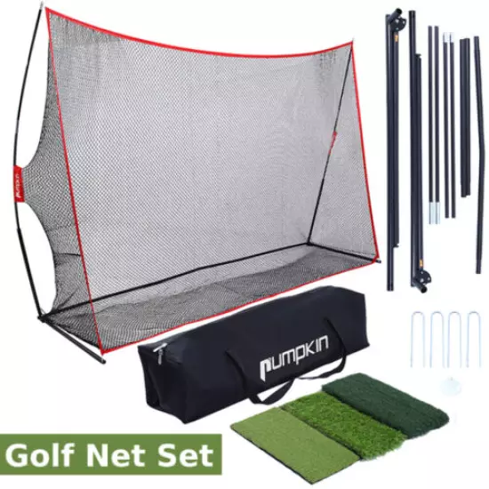 10X7FT Golf Net Set, Golf Practice Mat, Golf Pitching Net Bundle Accessories NEW