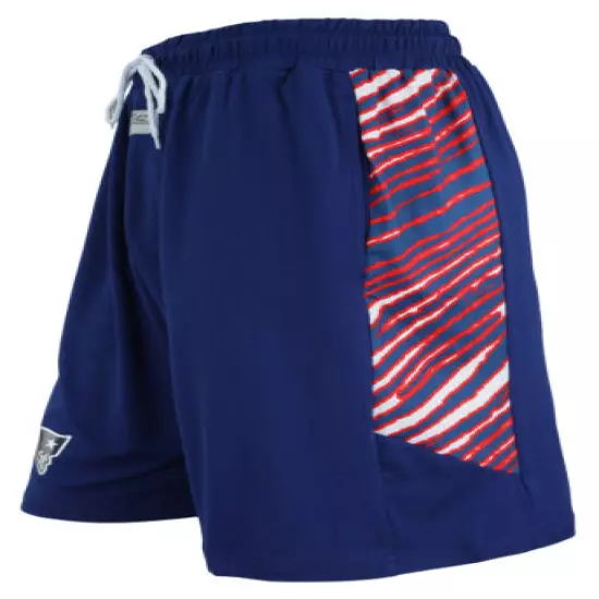 Zubaz NFL Men's New England Patriots Team Logo Zebra Side Seam Shorts, Navy