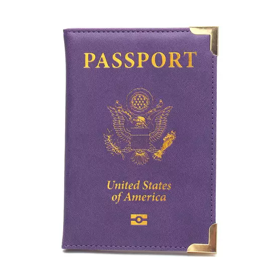 PU Leather Travel USA Passport Cover Passport Clip Thin Travel Document Case ↻