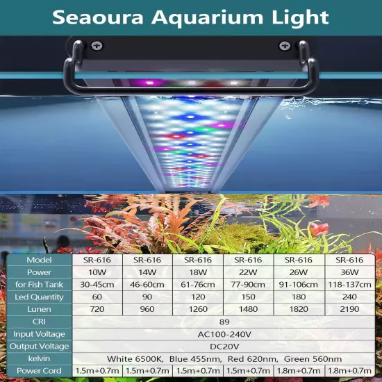 Led Aquarium Light for Plants-Full Spectrum Fish Tank Light with Timer Auto O...