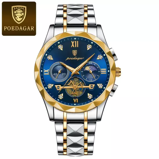 POEDAGAR Luxury Man Wristwatch Waterproof Luminous Best Gift For Men