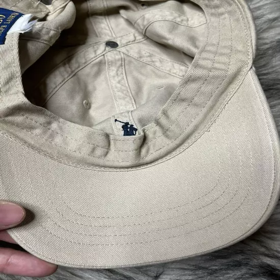 Polo Ralph Lauren Hat Cap Strap Mens Beige Pony Adjustable Preppy Golf DAD