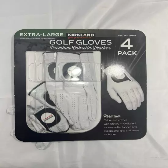 Kirkland Signature Golf Gloves Premium Cabretta Leather, Extra-Large Open Box