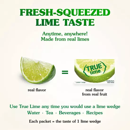 TRUE LIME Water Enhancer, Bulk Dispenser Pack, 0 Calorie Drink Mix Packets, Suga