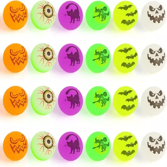 FINGOOO 24Pcs Halloween Bouncy Balls,Glow in The Dark Bouncing Balls Black 