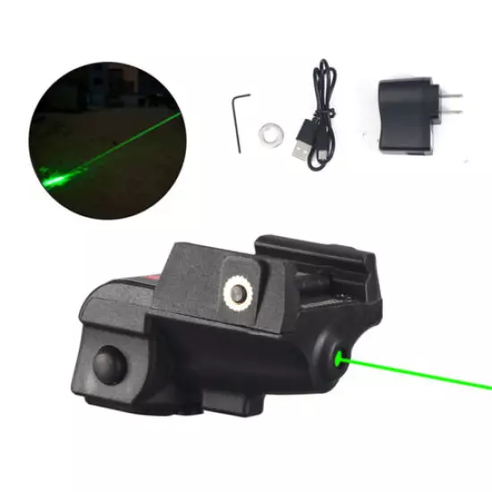 Green Dot Laser Sight Pistol USB Rechargeable For Glock17 19 Picatinny Rail