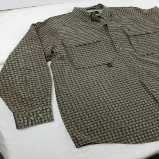 Mens BROWNING Brown Plaid RBO Travel Gear Vented Long Sleeve XL Button