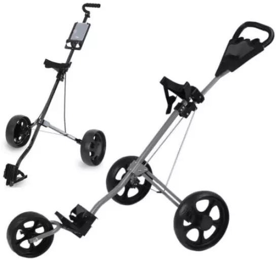 Foldable 2/3Wheel Golf Pull Push Cart Trolley Golf Buggies with Scorecard Holder