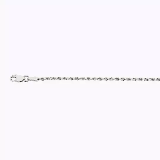 10k White Gold 1mm-12mm Solid D/Cut Rope Chain Necklace Bracelet Size 7"-30"