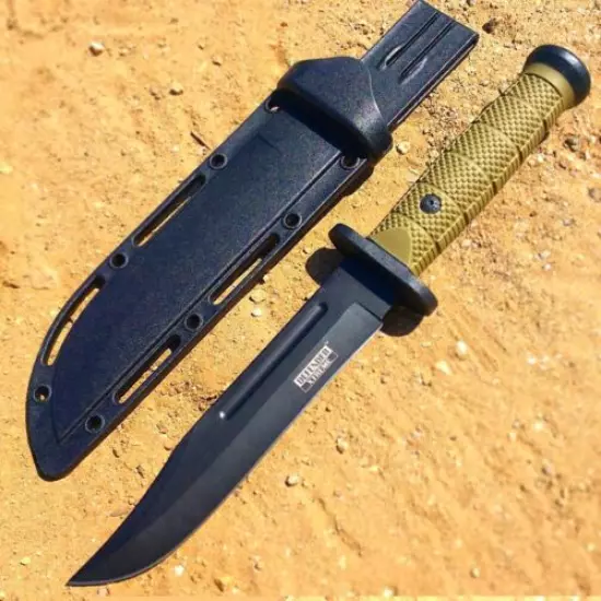 13" Military Green Tactical Survival FIXED BLADE HUNTING Bowie KNIFE w/ SHEATH