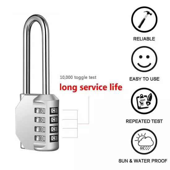 2 Pack ® 2.6 Inch Long Shackle Combination Lock 4 Digit Outdoor Waterproof Pa...