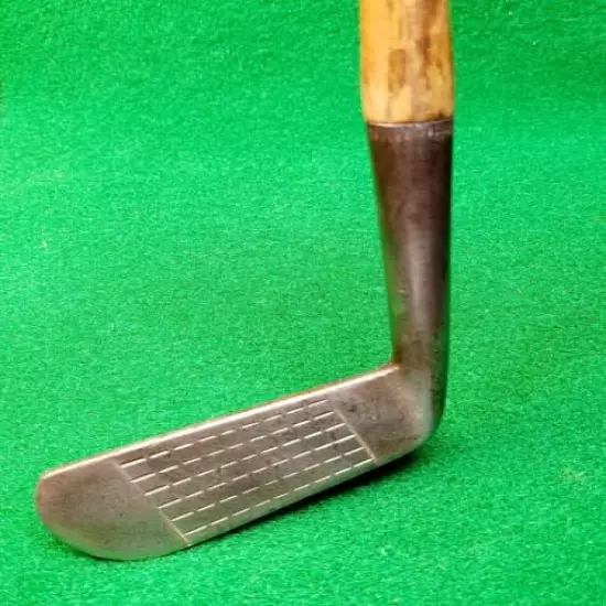 1930's Alex Taylor Straight Face Forged Antique Hickory Crown Golf Club Putter