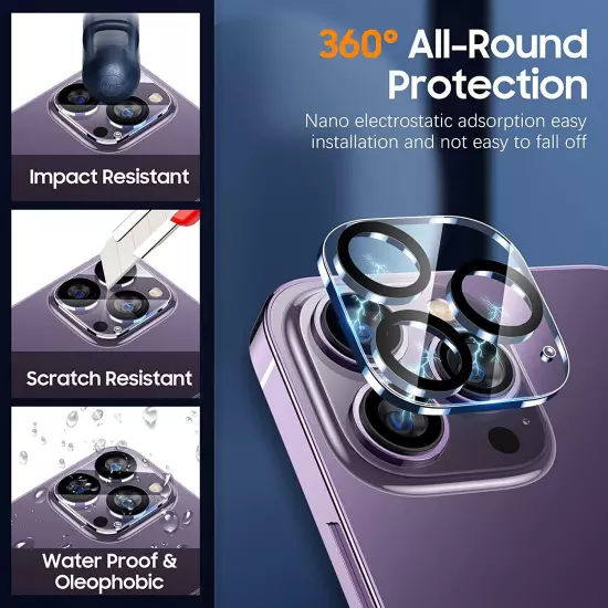 Tempered Glass Camera Lens Cover Protector For iPhone 16 15 14 13 12 11 Pro Max