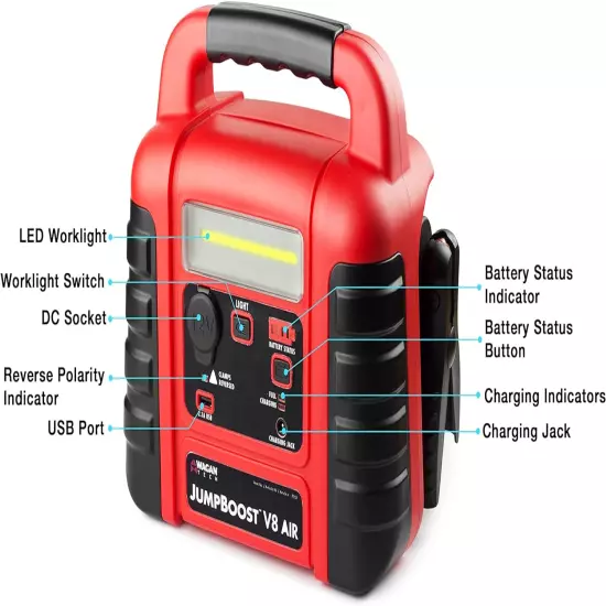 EL7552 Jumpboost V10 Air 1000 Peak Amps 12V Jump Starter with 260 PSI Powerful A