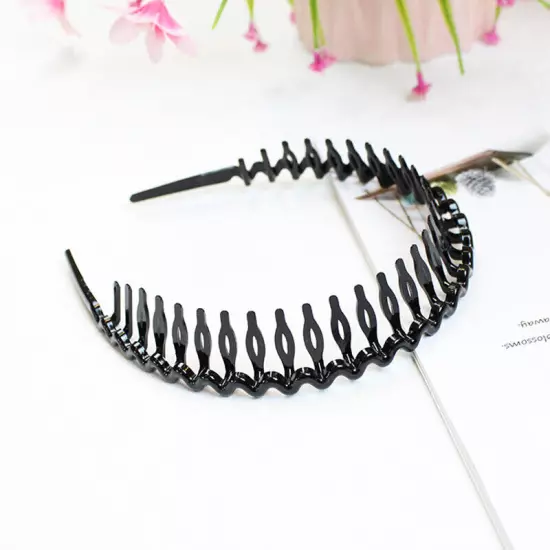 Women Non-Slip Resin Hair Comb Hairband Headband Hair Hoop With Teeth Headwear❉