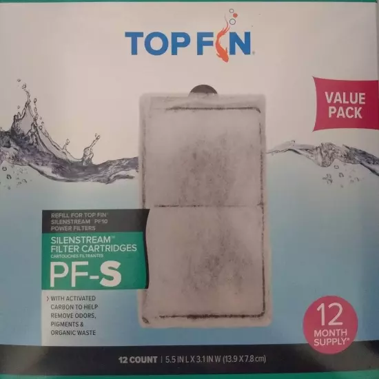 Brand New TOP FIN SILENSTREAM PF-S FILTER Cartridge - 12 Count/box