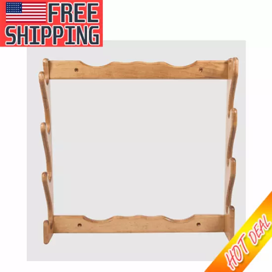 Four Rifle Wall Mount Wooden Gun Rack Gun Storage in Natural Wood Finish NEW