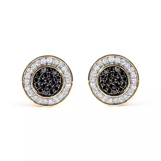 14K Yellow Gold Plated 1/3 Cttw Color Treated Black Diamond Earring