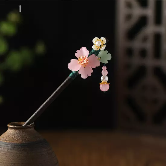 Womens Flower Wooden Chopsticks Hair Hairpin Hair Stick Chinese Style Retro❥