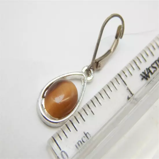 TIGERS EYE SILVER DANGLE EARRINGS LIGHTWEIGHT