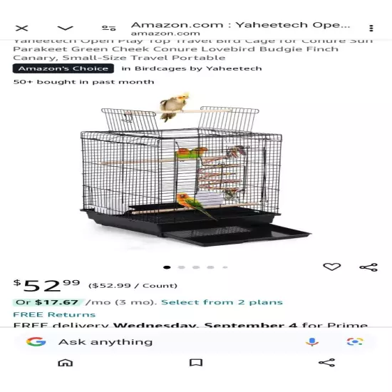 NEW Yaheetech Black Bird Cage (591486), See Pictures For Details