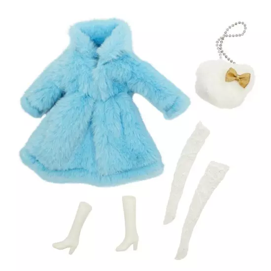 Blue Faux Fur Coat Clothes Set For 11.5" Doll Outfits Socks Boots Bag 1/6 Dolls