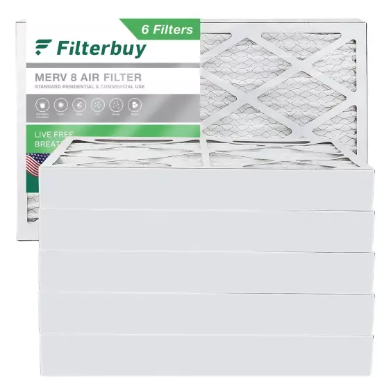 Filterbuy 16x25x4 Pleated Air Filters, Replacement for HVAC AC Furnace (MERV 8)