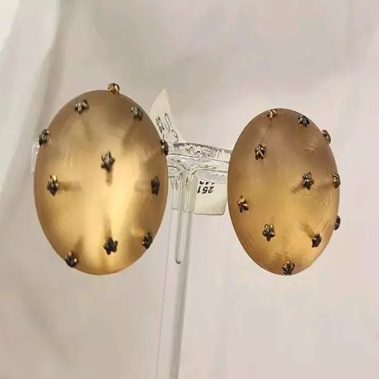 Alexis Bittar Amber Lucite Round Earrings HANDCRAFTED 