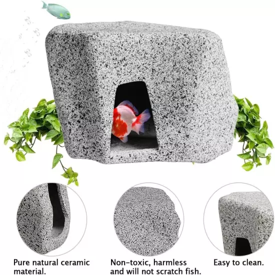 Aquarium Stone Hideaway Decoration Ceramic Tank Decoration Stone Rock Hideout