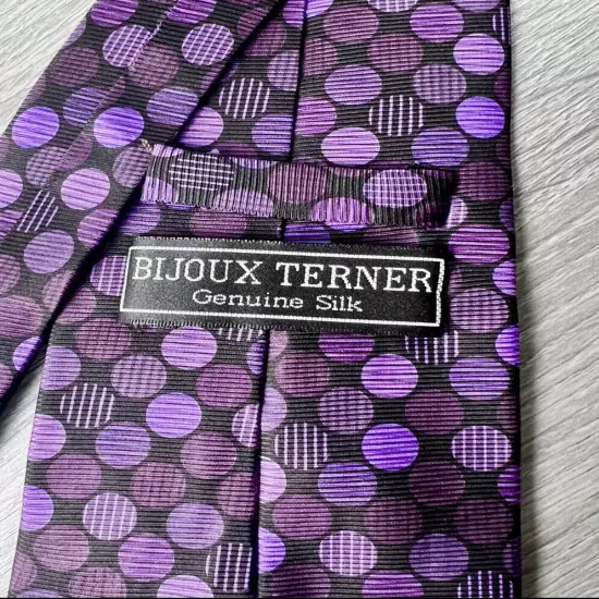 Bijoux Terner Tie Necktie Geometric Purple Circles Genuine Silk Necktie Tie