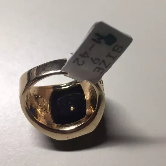 Vintage 18K HGE Gold Plated Shriner Black Mens Ring Size 9 NOS