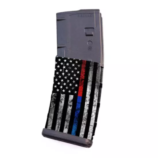 Magazine Wrap BLUE RED LINE VERT AR vinyl Skin 5.56 .223 Airsoft ARM30-1006