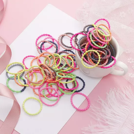 50X Girls Small Thin Elastics Hair Bands Snag Free Band Ponytail Bobbles Colors│