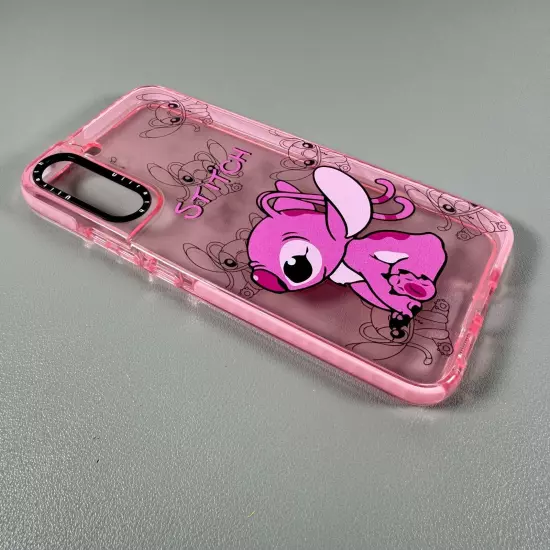 Disney ANGEL Case for Galaxy S22 PLUS | Love Angel- Stitch GF | Translucent Pink